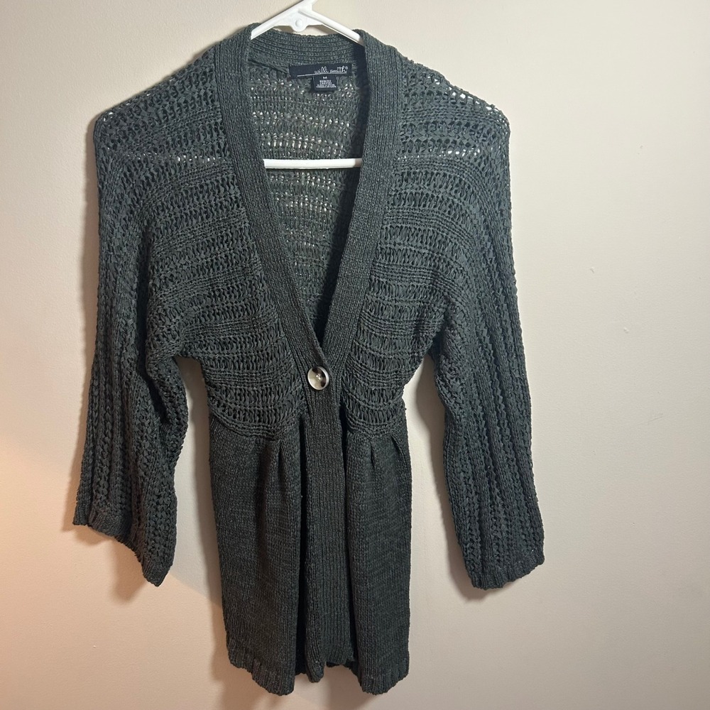 Willi‎ Smith Med Open Knit Cardigan Swan Coquette Y2K Fairycore Grunge Whimsy